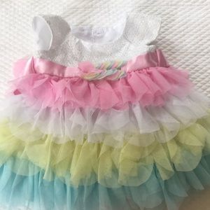 Jona Michelle baby party Dress lace layer fluffy swiftie tulle size 6M pastel